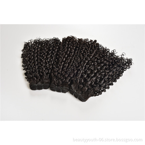 Pixie Curly Virgin Human Hair Bundles with Closure 10A Grade Weave Hair Extensions Double Weft Brazilian Unprocessed Remy Hair